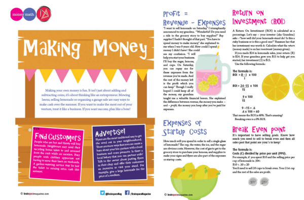 MAKING MONEY - LEMONADE ARTICLE