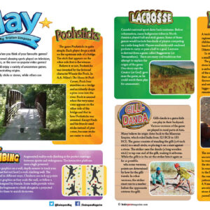 PLAY ARTICLE - LACROSSE, DIKETO, POOHSTICKS, ROCK CLIMBING, GILLI-DANDA